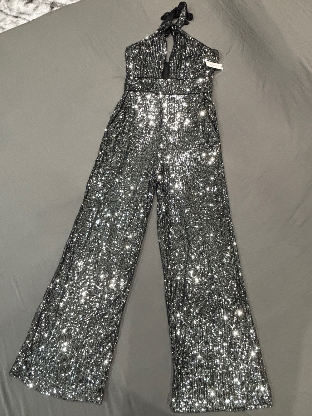Anthropologie Women’s Sequin Halter Wide-Leg Jumpsuit - Picture 6 of 7